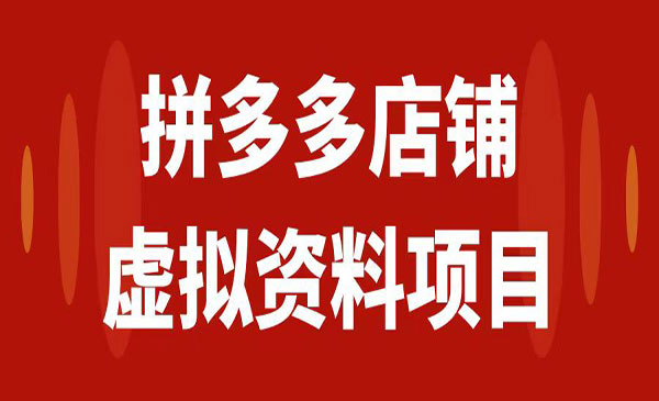 《拼多多店铺虚拟项目》教科书式操作玩法，轻松月入1000+_wwz