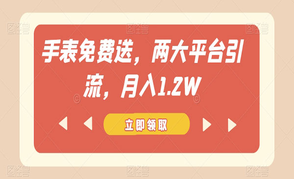 《免费送手表项目》两大平台引流，月入1.2W_wwz