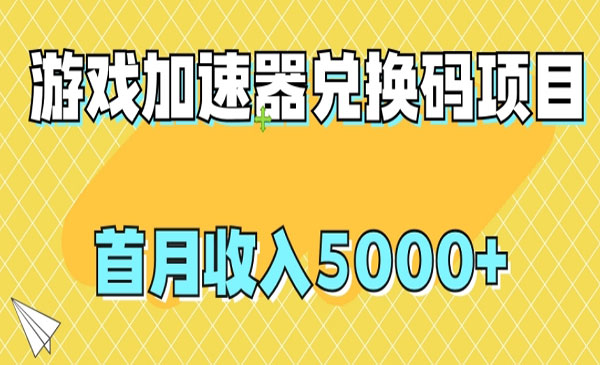 《游戏加速器兑换码项目》首月收入5000+_wwz