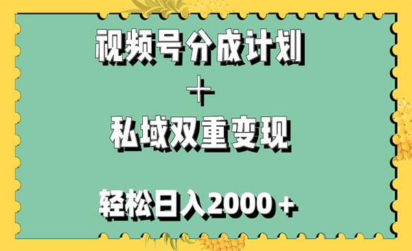 《视频号分成计划＋私域双重变现》轻松日入1000＋，无任何门槛，小白轻松上手_wwz