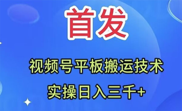 《视频号平板搬运技术》实操日入三千＋_wwz