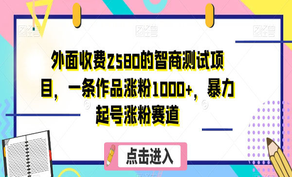 《智商测试暴力起号涨粉项目》一条作品涨粉1000+_wwz