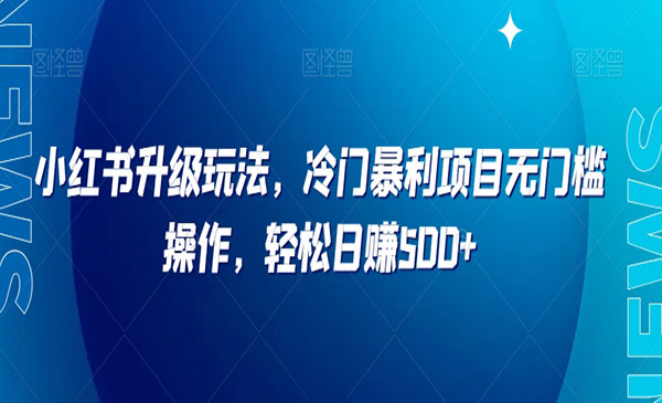 《小红书升级玩法》冷门暴利项目无门槛操作，轻松日赚500+_wwz