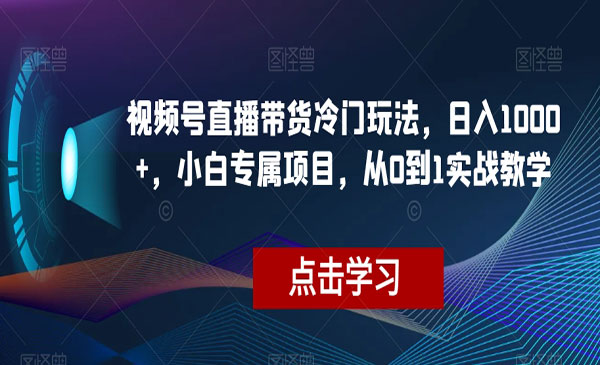 《视频号直播带货冷门玩法》日入1000+，小白专属项目，从0到1实战教学_wwz