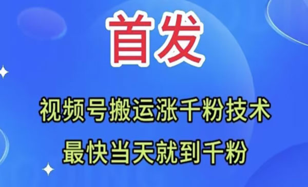 《视频号无脑搬运涨千粉技术》最快当天到千粉_wwz