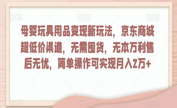 《母婴玩具用品变现新玩法》_wwz
