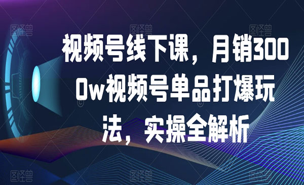 《视频号单品月销3000w的打法》_wwz