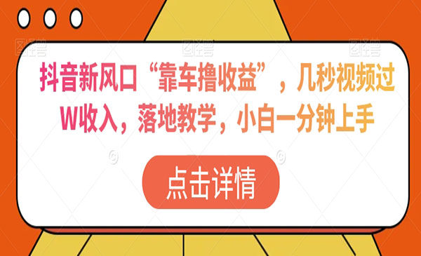 《抖音不拍视频靠车赚收益》_wwz