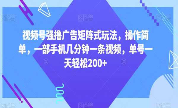 《视频号强撸广告矩阵式玩法》_wwz