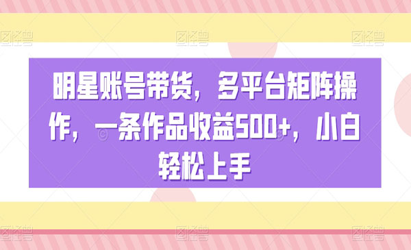 《明星账号带货矩阵操作》_wwz