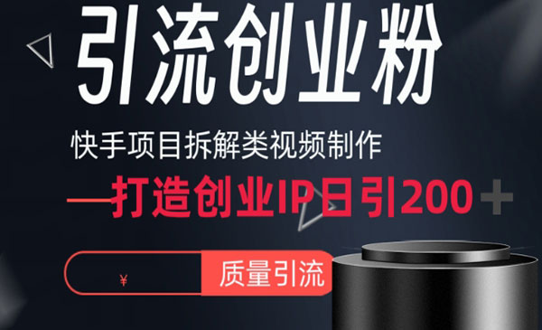 《快手项目拆解引流创业粉》_wwz