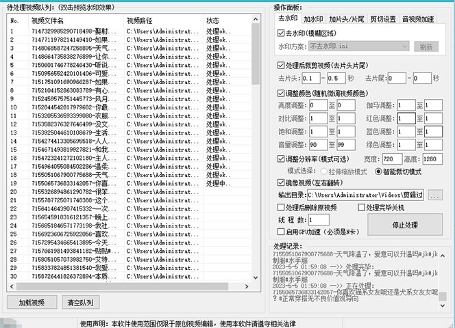 《抖音暴力起号》短视频美女号起号项目+千部资源+批量剪辑去重软件